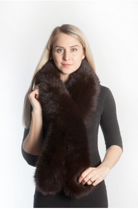 Dark brown fox fur scarf